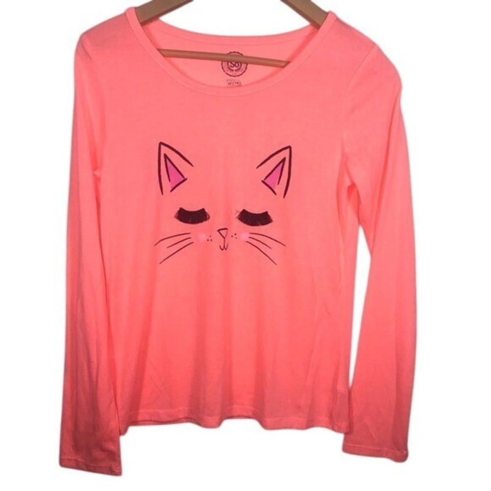SO Log Sleeve Kitty Face Shirt Size XL (14)